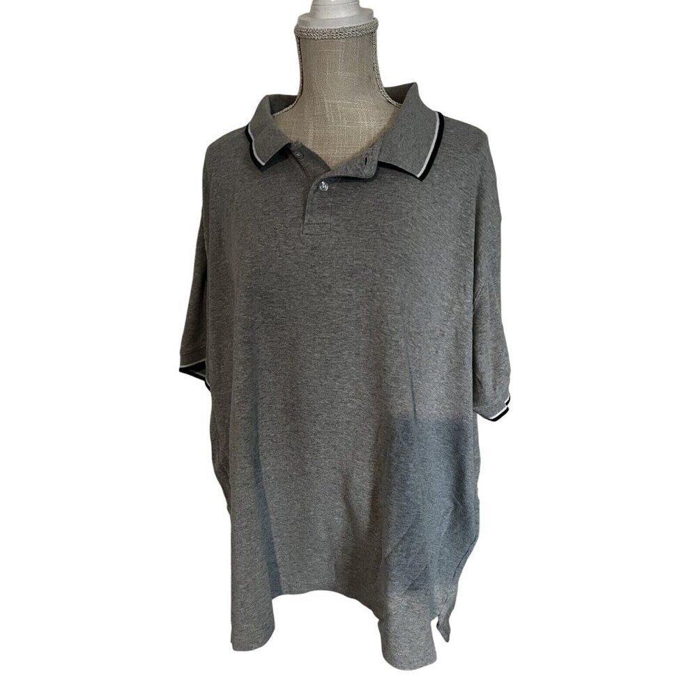 Simply Styled Gray Polo Shirt Mens Classic Fit Cotton Blend Comfortable 3XL